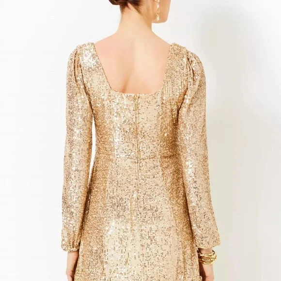 Lilly Pulitzer Gold Sequin Long Sleeve Dress - Picture 2 of 6